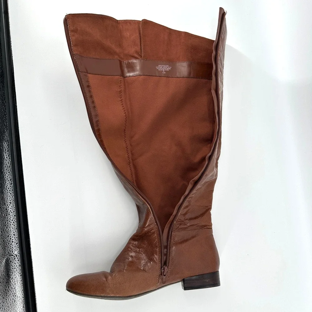 Nine West Leather Tall Riding Boots Brown Y2K VTG Minimalist Indie Size 7.5 M‎
